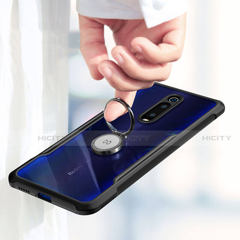 Silikon Hülle Handyhülle Rahmen Schutzhülle Durchsichtig Transparent Spiegel 360 Grad Ganzkörper mit Magnetisch Fingerring Ständer T01 für Xiaomi Mi 9T Pro groß