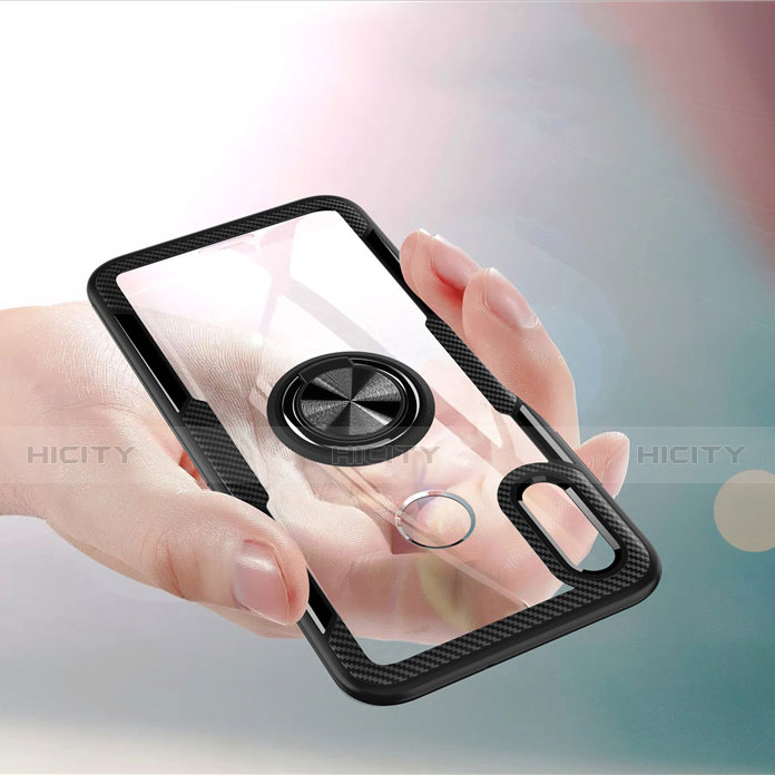 Silikon Hülle Handyhülle Rahmen Schutzhülle Durchsichtig Transparent Spiegel 360 Grad mit Magnetisch Fingerring Ständer für Huawei Honor 10 Lite