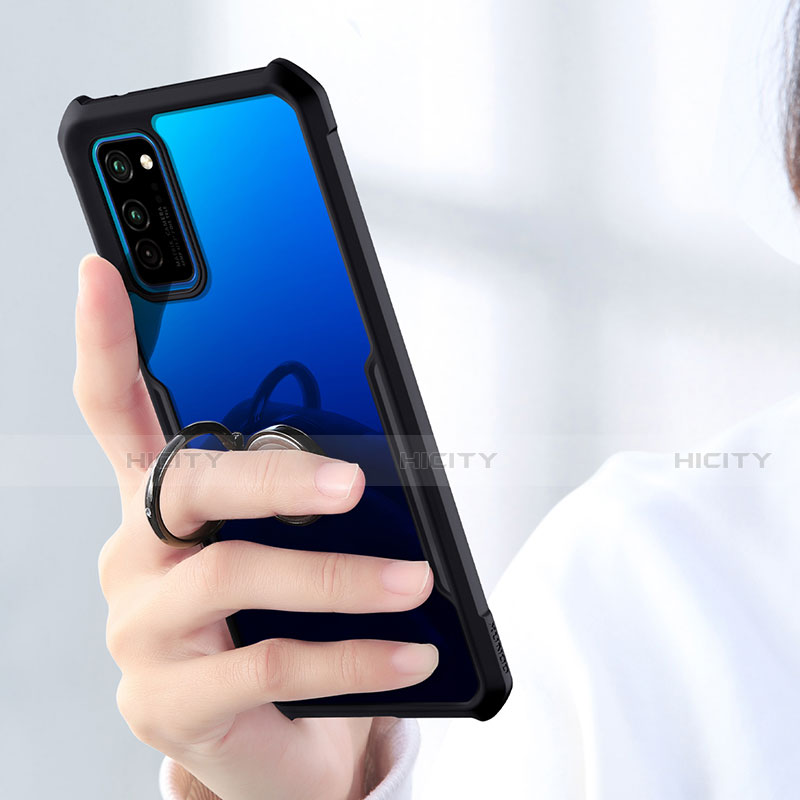 Silikon Hülle Handyhülle Rahmen Schutzhülle Durchsichtig Transparent Spiegel 360 Grad mit Magnetisch Fingerring Ständer für Huawei Honor V30 Pro 5G groß
