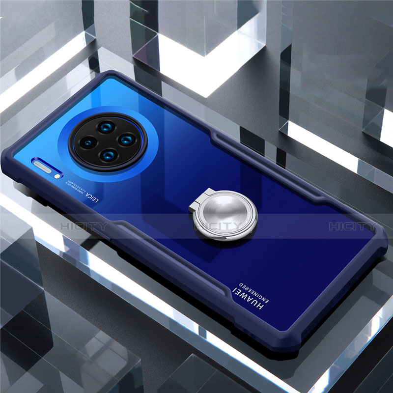 Silikon Hülle Handyhülle Rahmen Schutzhülle Durchsichtig Transparent Spiegel 360 Grad mit Magnetisch Fingerring Ständer für Huawei Mate 30 Pro 5G