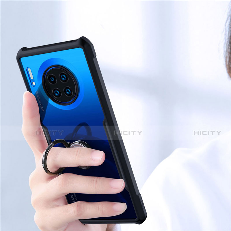 Silikon Hülle Handyhülle Rahmen Schutzhülle Durchsichtig Transparent Spiegel 360 Grad mit Magnetisch Fingerring Ständer für Huawei Mate 30 Pro 5G