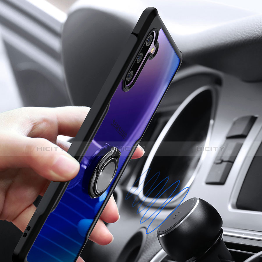 Silikon Hülle Handyhülle Rahmen Schutzhülle Durchsichtig Transparent Spiegel 360 Grad mit Magnetisch Fingerring Ständer für Samsung Galaxy Note 10 5G groß