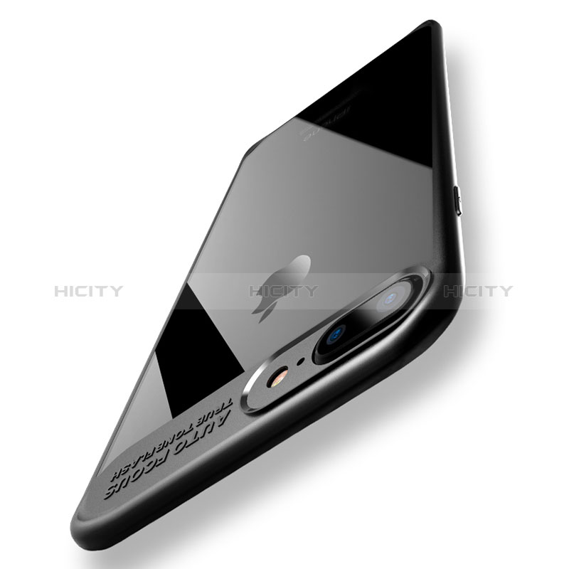 Silikon Hülle Handyhülle Rahmen Schutzhülle Durchsichtig Transparent Spiegel 360 Grad T02 für Apple iPhone 8 Plus Schwarz