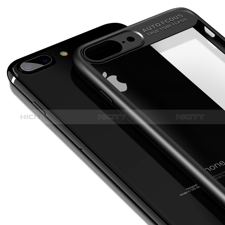 Silikon Hülle Handyhülle Rahmen Schutzhülle Durchsichtig Transparent Spiegel 360 Grad T02 für Apple iPhone 8 Plus Schwarz