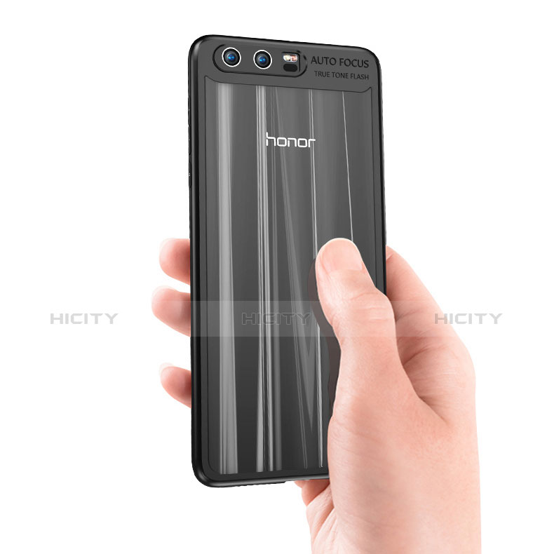 Silikon Hülle Handyhülle Rahmen Schutzhülle Durchsichtig Transparent Spiegel 360 Grad T02 für Huawei Honor 9 Schwarz groß