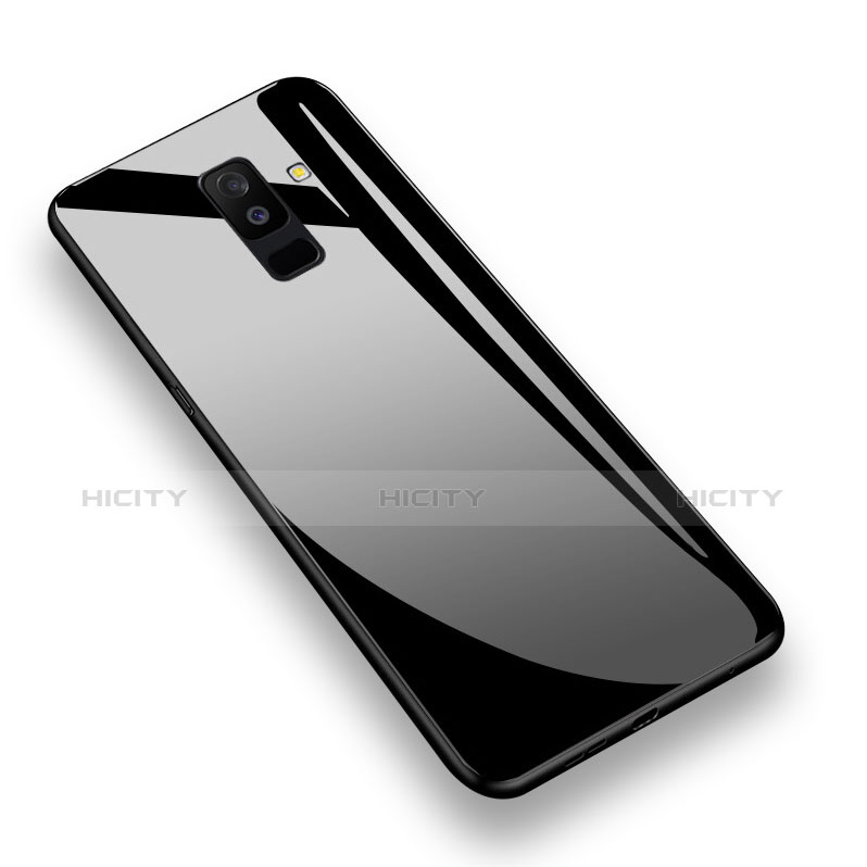 Silikon Hülle Handyhülle Rahmen Schutzhülle Durchsichtig Transparent Spiegel 360 Grad T02 für Samsung Galaxy A9 Star Lite Schwarz Plus