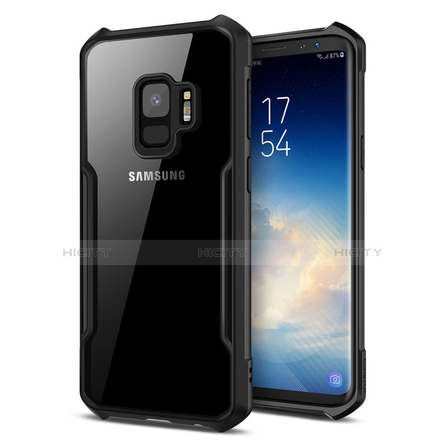 Silikon Hülle Handyhülle Rahmen Schutzhülle Durchsichtig Transparent Spiegel 360 Grad T02 für Samsung Galaxy S9 Schwarz Plus