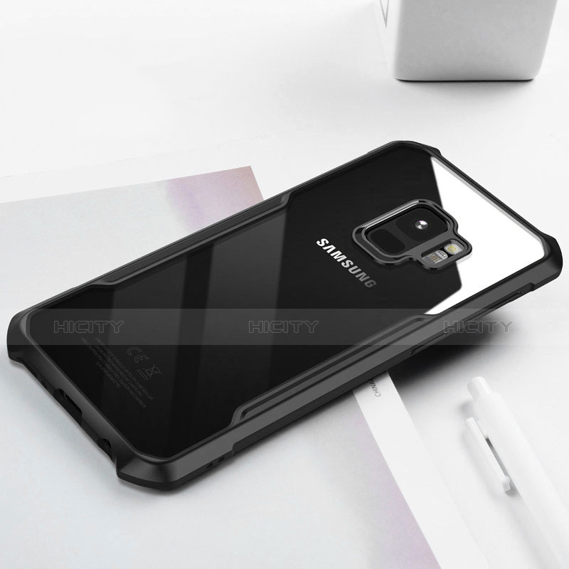 Silikon Hülle Handyhülle Rahmen Schutzhülle Durchsichtig Transparent Spiegel 360 Grad T02 für Samsung Galaxy S9 Schwarz