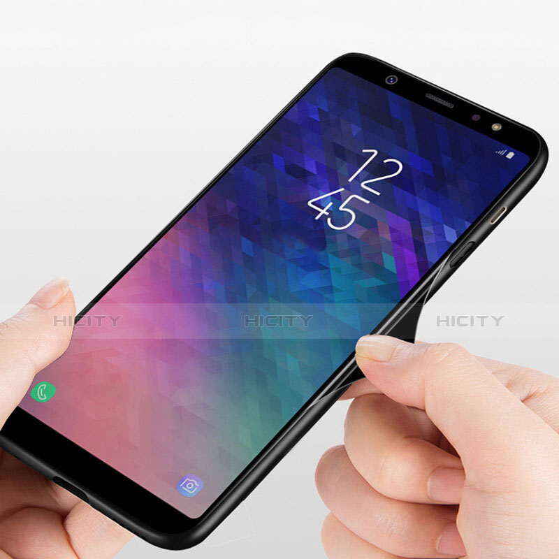 Silikon Hülle Handyhülle Rahmen Schutzhülle Durchsichtig Transparent Spiegel 360 Grad T03 für Samsung Galaxy A6 Plus Schwarz