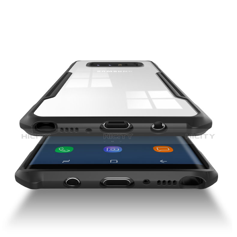 Silikon Hülle Handyhülle Rahmen Schutzhülle Durchsichtig Transparent Spiegel 360 Grad T03 für Samsung Galaxy Note 8 Schwarz groß