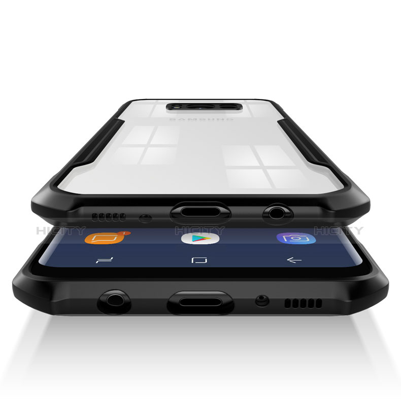 Silikon Hülle Handyhülle Rahmen Schutzhülle Durchsichtig Transparent Spiegel 360 Grad T03 für Samsung Galaxy S8 Plus Schwarz