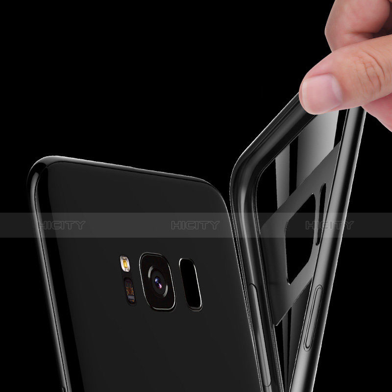 Silikon Hülle Handyhülle Rahmen Schutzhülle Durchsichtig Transparent Spiegel 360 Grad T03 für Samsung Galaxy S8 Schwarz groß