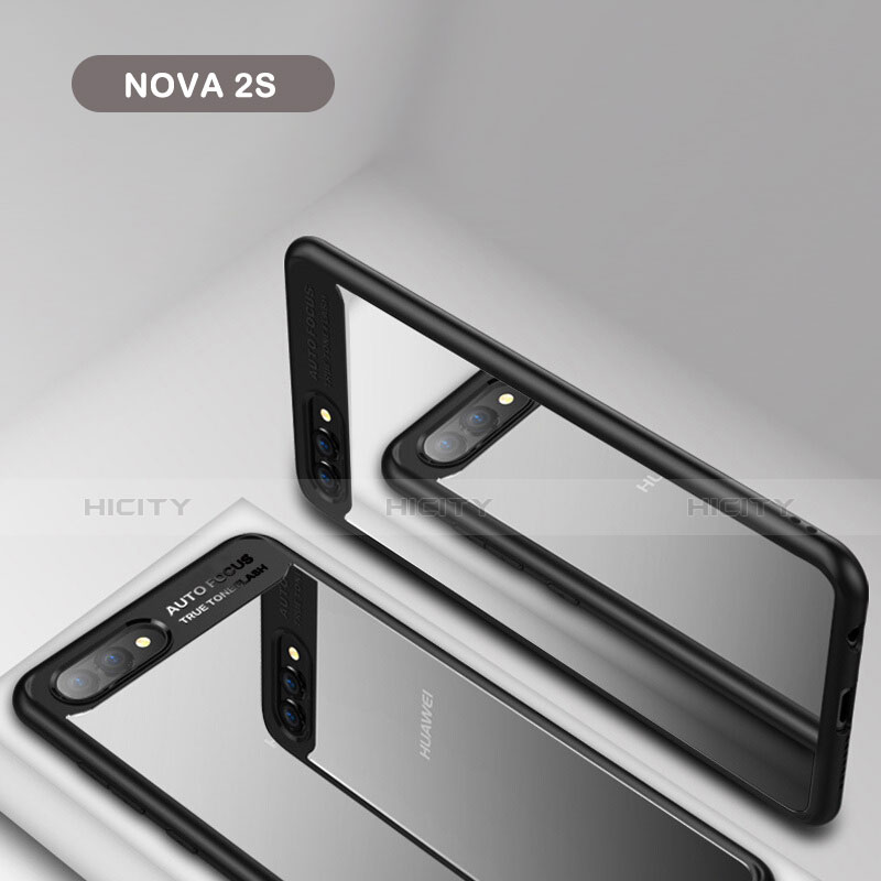 Silikon Hülle Handyhülle Rahmen Schutzhülle Durchsichtig Transparent Spiegel für Huawei Nova 2S Schwarz groß