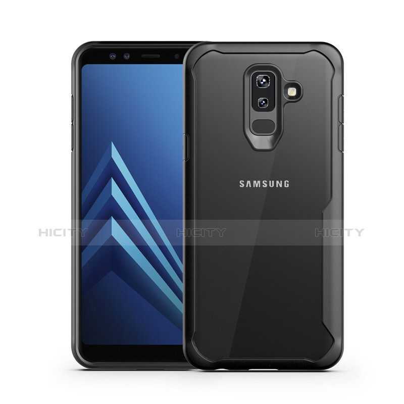 Silikon Hülle Handyhülle Rahmen Schutzhülle Durchsichtig Transparent Spiegel für Samsung Galaxy A6 Plus (2018) Schwarz Plus