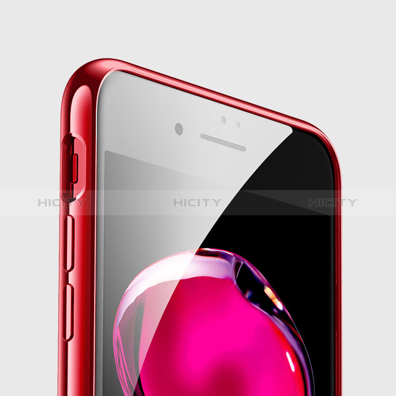 Silikon Hülle Handyhülle Rahmen Schutzhülle Durchsichtig Transparent T01 für Apple iPhone 8 Plus Rot