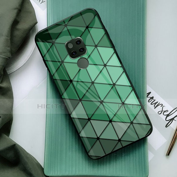 Silikon Hülle Handyhülle Rahmen Schutzhülle Spiegel Modisch Muster für Huawei Mate 20 Grün