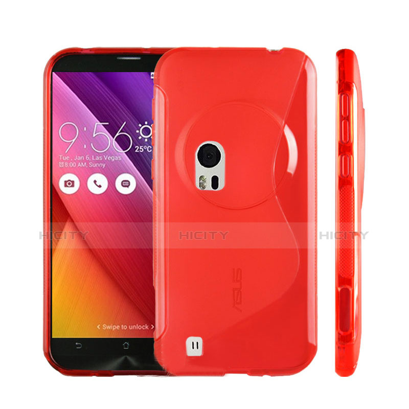Silikon Hülle Handyhülle S-Line Schutzhülle Durchsichtig Transparent für Asus Zenfone Zoom ZX551ML Rot Plus