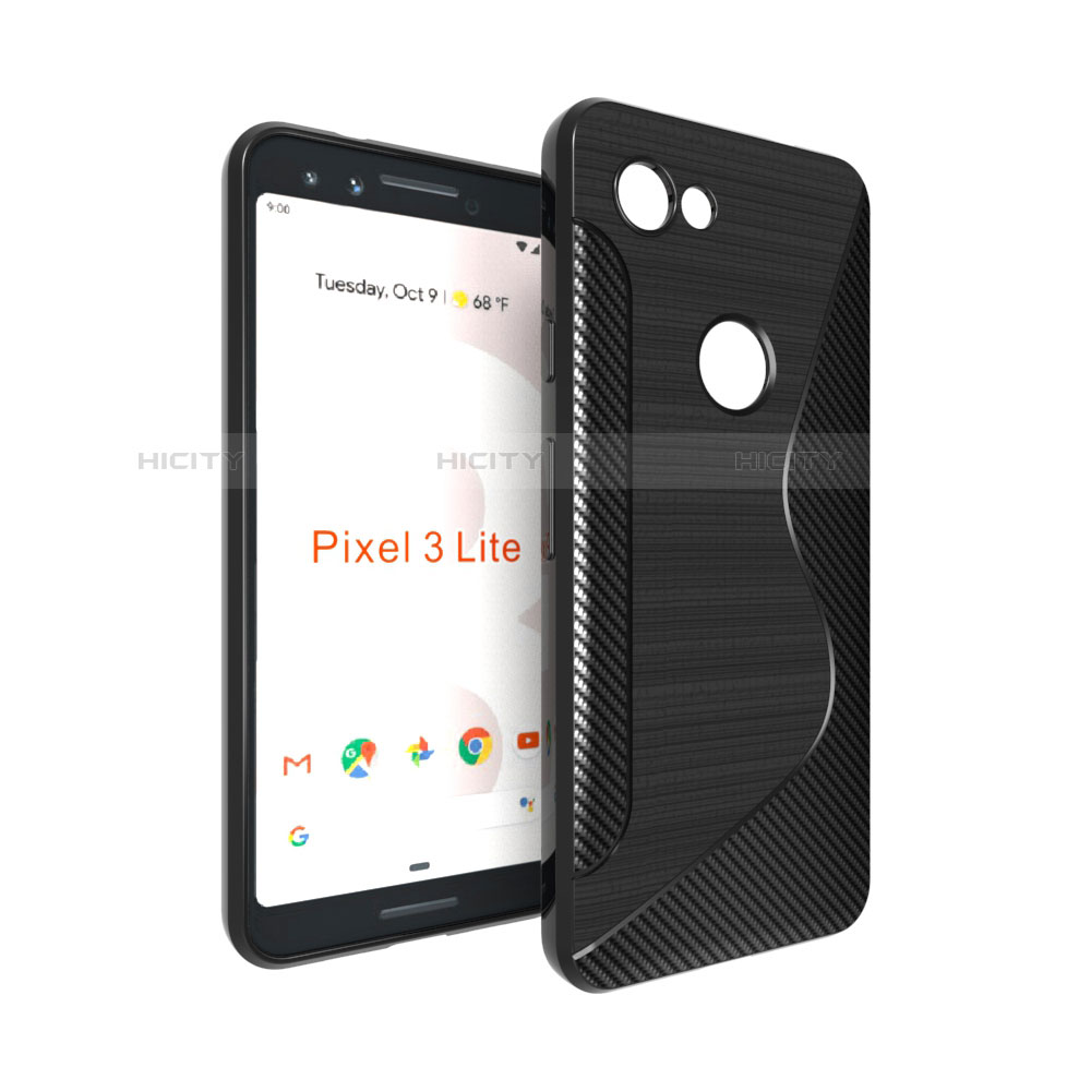 Silikon Hülle Handyhülle S-Line Schutzhülle Durchsichtig Transparent für Google Pixel 3a XL Schwarz Plus