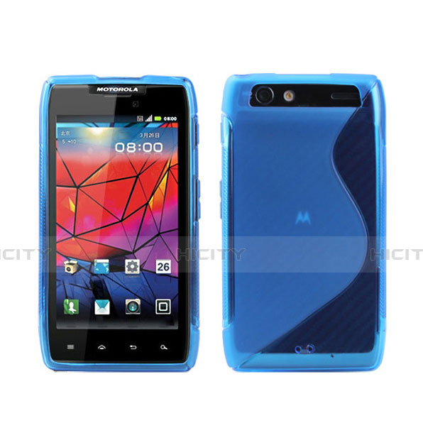 Silikon Hülle Handyhülle S-Line Schutzhülle Durchsichtig Transparent für Motorola Razr XT910 Blau