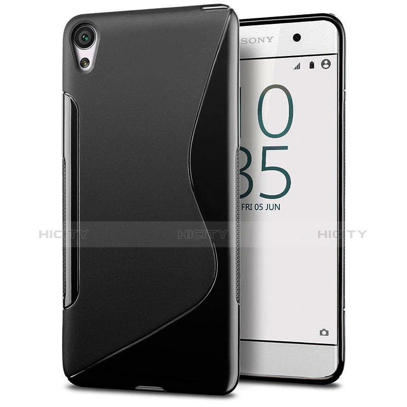 Silikon Hülle Handyhülle S-Line Schutzhülle Durchsichtig Transparent für Sony Xperia E5 Schwarz