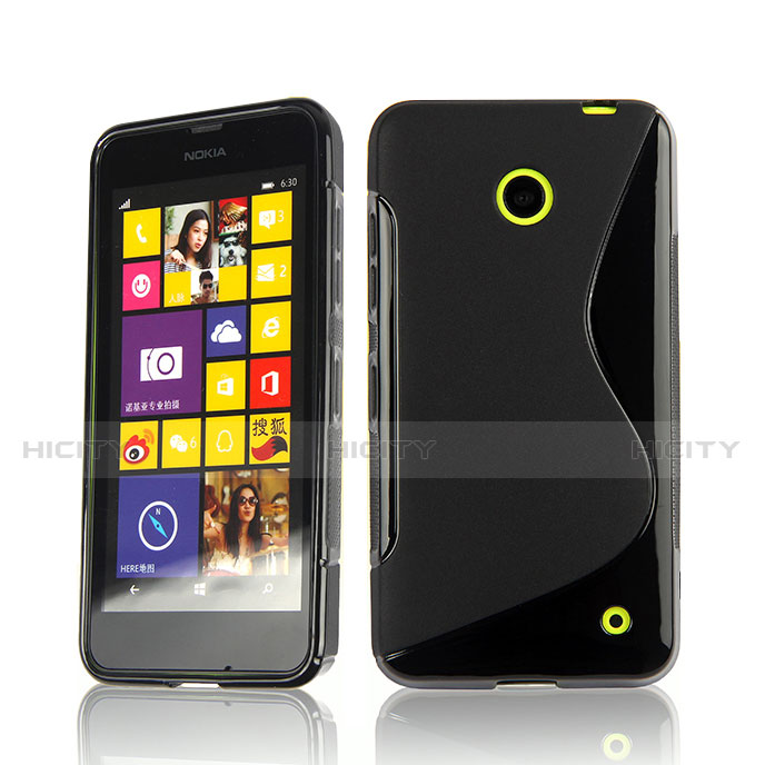 Silikon Hülle Handyhülle S-Line Schutzhülle für Nokia Lumia 635 Schwarz groß