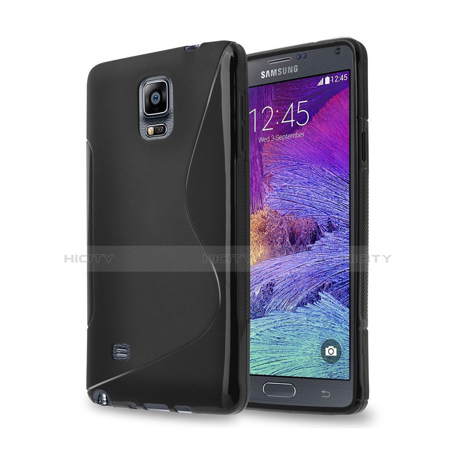 Silikon Hülle Handyhülle S-Line Schutzhülle für Samsung Galaxy Note 4 SM-N910F Schwarz Plus