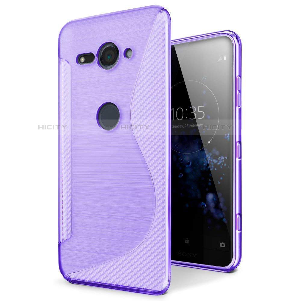 Silikon Hülle Handyhülle S-Line Schutzhülle Tasche Durchsichtig Transparent für Sony Xperia XZ2 Compact Violett Plus