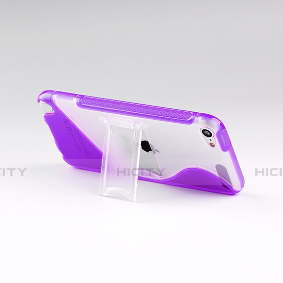 Silikon Hülle Handyhülle S-Line Stand Schutzhülle Durchsichtig Transparent für Apple iPod Touch 5 Violett Plus