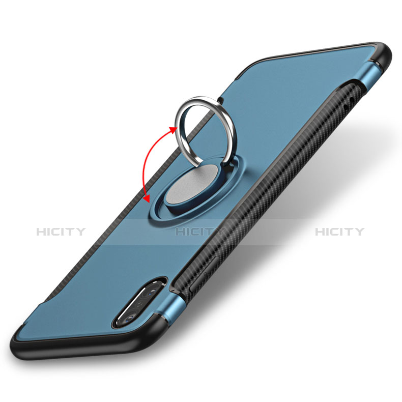 Silikon Hülle Handyhülle Schutzhülle mit Fingerring Ständer Durchsichtig Transparent Matt für Apple iPhone Xs Max Blau groß