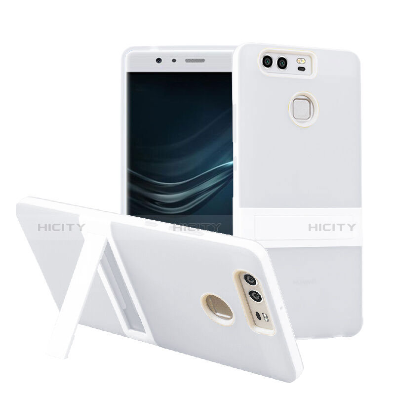 Silikon Hülle Handyhülle Stand Schutzhülle Durchsichtig Transparent Matt für Huawei P9 Plus Weiß Plus