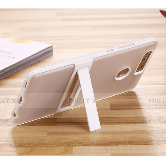 Silikon Hülle Handyhülle Stand Schutzhülle Durchsichtig Transparent Matt für Huawei P9 Plus Weiß groß