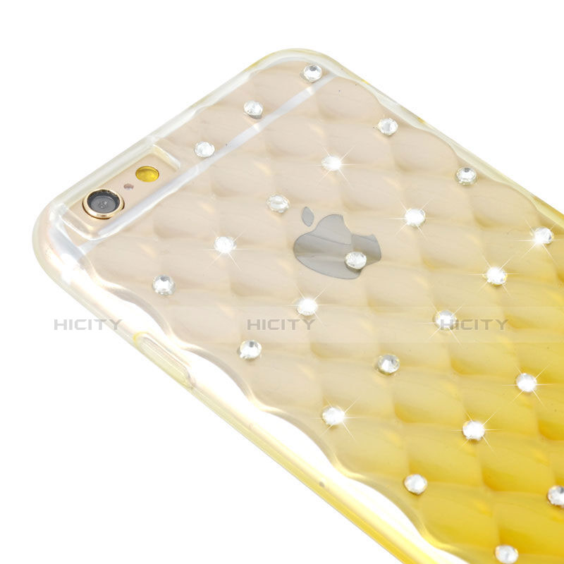 Silikon Hülle Handyhülle Strass Diamant Schutzhülle Durchsichtig Farbverlauf für Apple iPhone 6 Gelb