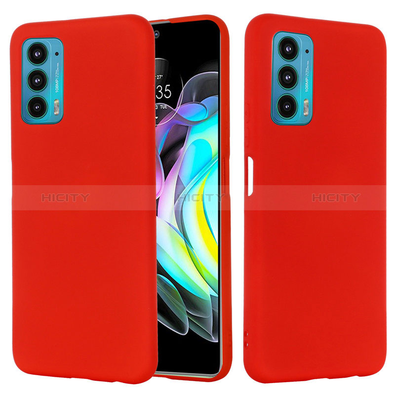 Silikon Hülle Handyhülle Ultra Dünn Flexible Schutzhülle 360 Grad Ganzkörper Tasche für Motorola Moto Edge 20 Pro 5G Rot Plus