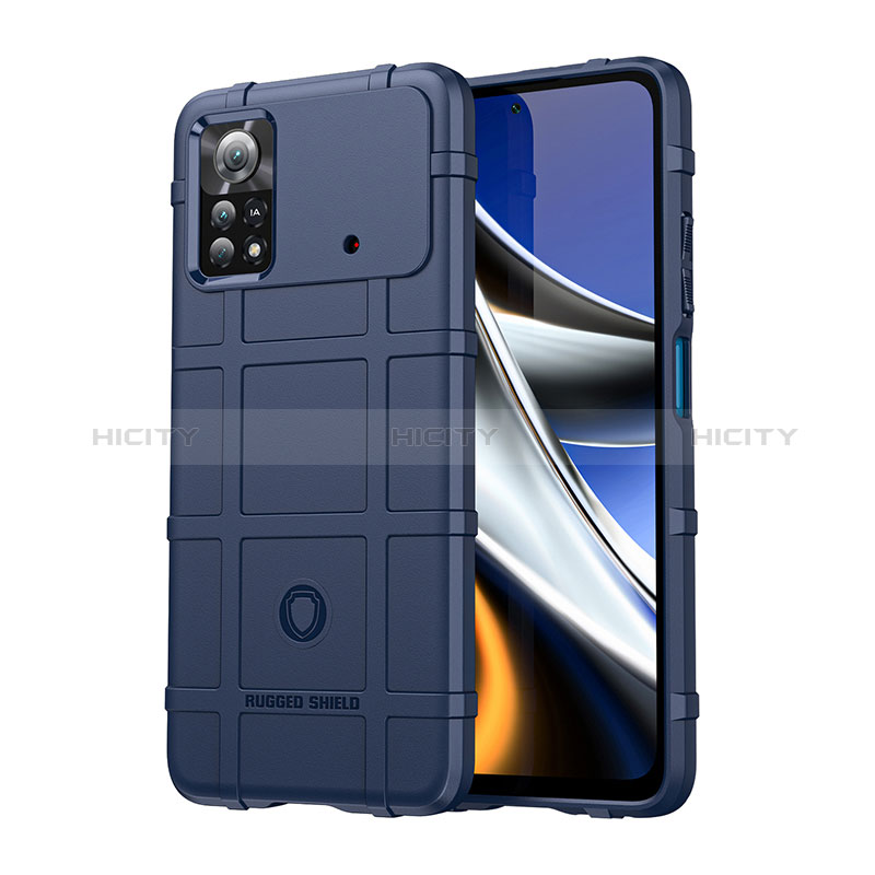 Silikon Hülle Handyhülle Ultra Dünn Flexible Schutzhülle 360 Grad Ganzkörper Tasche J01S für Xiaomi Poco X4 Pro 5G Blau Plus
