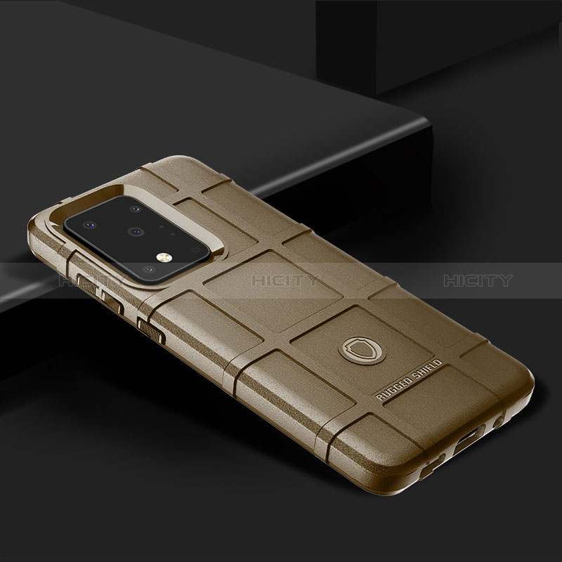 Silikon Hülle Handyhülle Ultra Dünn Flexible Schutzhülle 360 Grad Ganzkörper Tasche J02S für Samsung Galaxy S20 Ultra 5G Braun