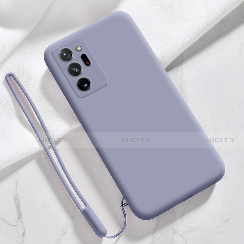 Silikon Hülle Handyhülle Ultra Dünn Flexible Schutzhülle 360 Grad Ganzkörper Tasche N03 für Samsung Galaxy Note 20 Ultra 5G Lavendel Grau Plus
