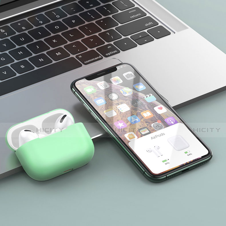 Silikon Hülle Handyhülle Ultra Dünn Flexible Schutzhülle 360 Grad Ganzkörper Tasche S01 für Apple AirPods Pro groß