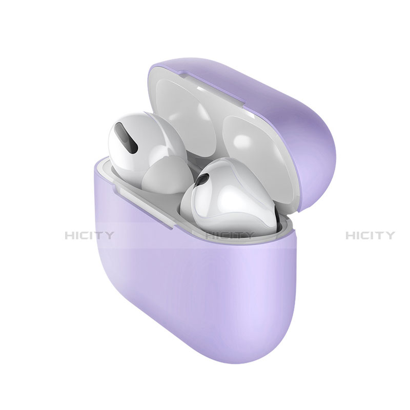 Silikon Hülle Handyhülle Ultra Dünn Flexible Schutzhülle 360 Grad Ganzkörper Tasche S01 für Apple AirPods Pro Violett Plus
