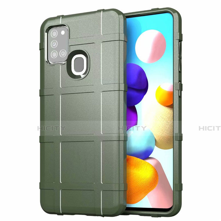 Silikon Hülle Handyhülle Ultra Dünn Flexible Schutzhülle 360 Grad Ganzkörper Tasche S01 für Samsung Galaxy A21s Grün