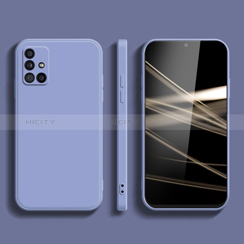 Silikon Hülle Handyhülle Ultra Dünn Flexible Schutzhülle 360 Grad Ganzkörper Tasche S02 für Samsung Galaxy A51 5G Lavendel Grau