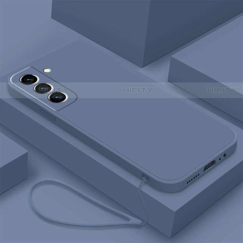 Silikon Hülle Handyhülle Ultra Dünn Flexible Schutzhülle 360 Grad Ganzkörper Tasche S02 für Samsung Galaxy S21 5G Lavendel Grau