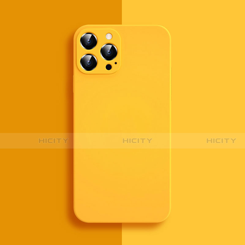 Silikon Hülle Handyhülle Ultra Dünn Flexible Schutzhülle 360 Grad Ganzkörper Tasche S04 für Apple iPhone 15 Pro Max Gelb