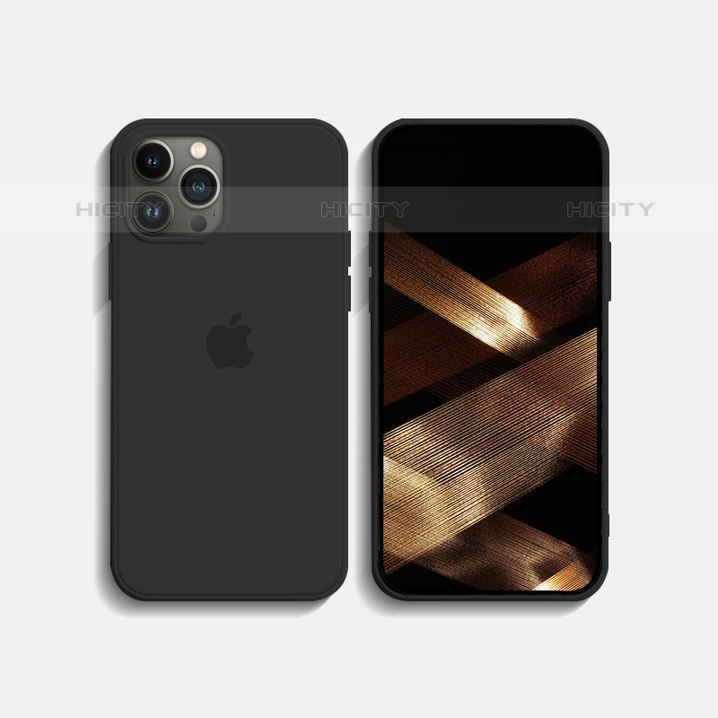 Silikon Hülle Handyhülle Ultra Dünn Flexible Schutzhülle 360 Grad Ganzkörper Tasche S08 für Apple iPhone 15 Pro Schwarz Plus