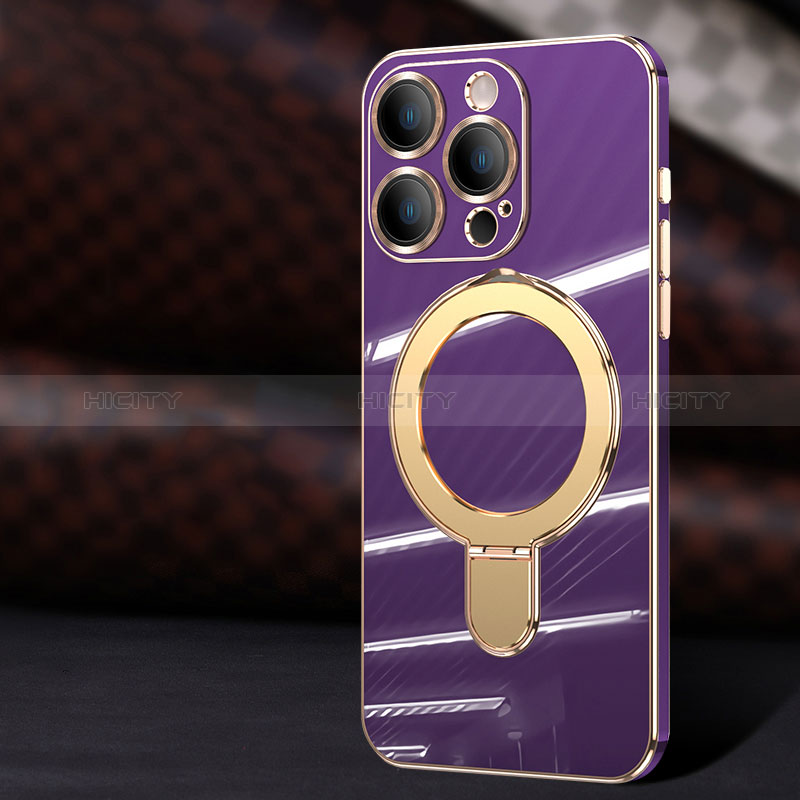 Silikon Hülle Handyhülle Ultra Dünn Flexible Schutzhülle Tasche mit Mag-Safe Magnetic Magnetisch C01 für Apple iPhone 12 Pro Max Violett