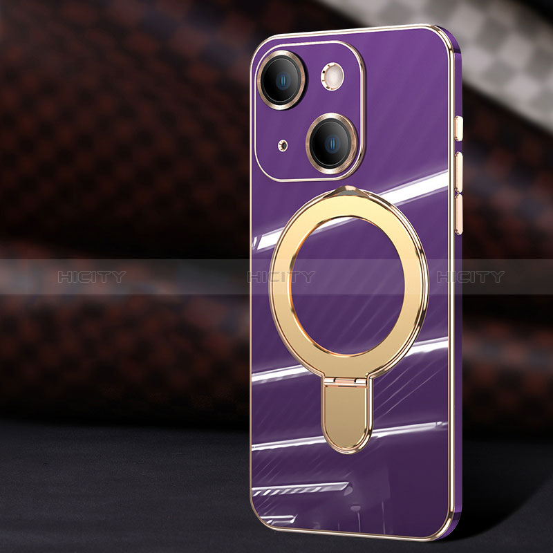Silikon Hülle Handyhülle Ultra Dünn Flexible Schutzhülle Tasche mit Mag-Safe Magnetic Magnetisch C01 für Apple iPhone 14 Violett