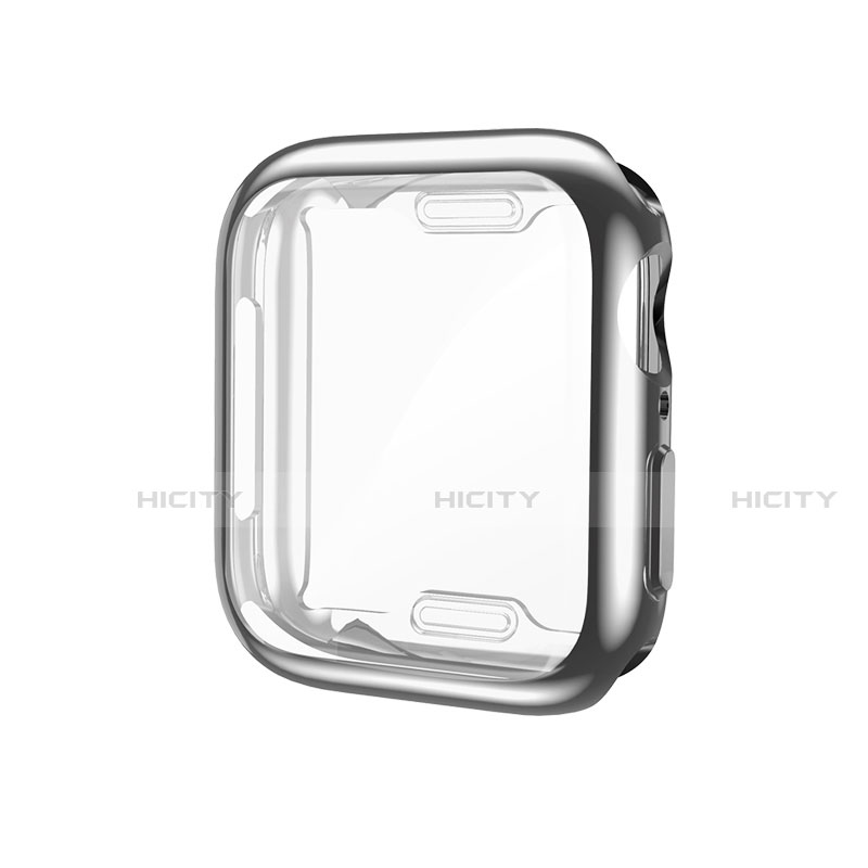 Silikon Hülle Handyhülle Ultra Dünn Flexible Schutzhülle Tasche S01 für Apple iWatch 5 44mm Silber
