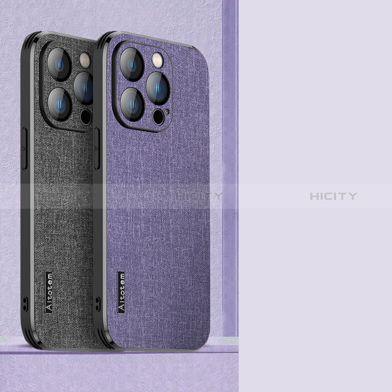 Silikon Hülle Handyhülle Ultra Dünn Flexible Schutzhülle Tasche Stoff AT1 für Apple iPhone 15 Pro Max groß