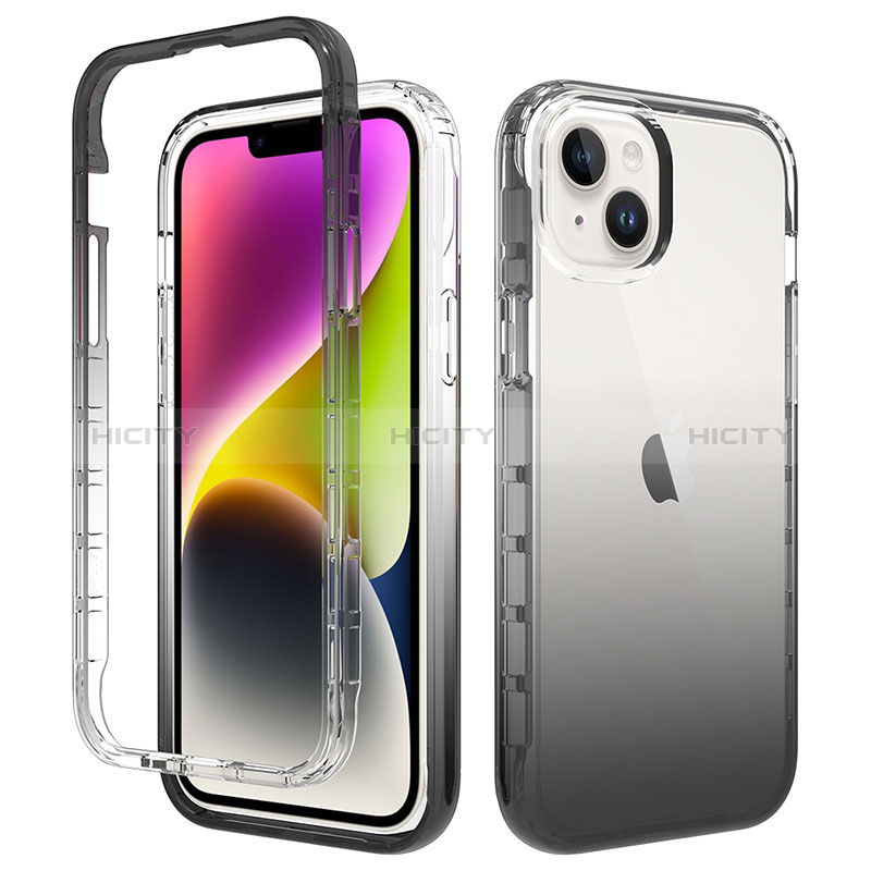 Silikon Hülle Handyhülle Ultra Dünn Flexible Schutzhülle Tasche Transparent Vorder und Rückseite 360 Grad Ganzkörper Farbverlauf für Apple iPhone 15