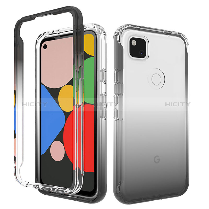 Silikon Hülle Handyhülle Ultra Dünn Flexible Schutzhülle Tasche Transparent Vorder und Rückseite 360 Grad Ganzkörper Farbverlauf für Google Pixel 4a