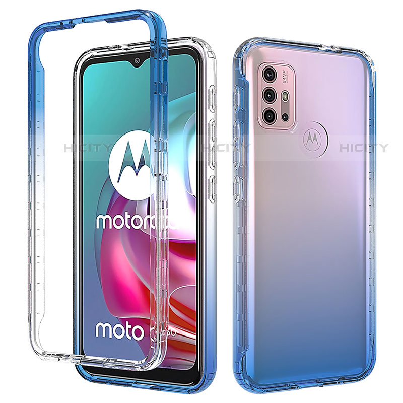 Silikon Hülle Handyhülle Ultra Dünn Flexible Schutzhülle Tasche Transparent Vorder und Rückseite 360 Grad Ganzkörper Farbverlauf für Motorola Moto G10 Power